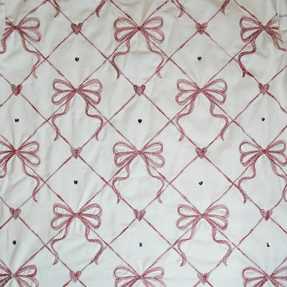 On Twelfth Shirt Womens 2XL White Coquette Embroidered Lattice Metallic Hearts - Picture 4 of 6